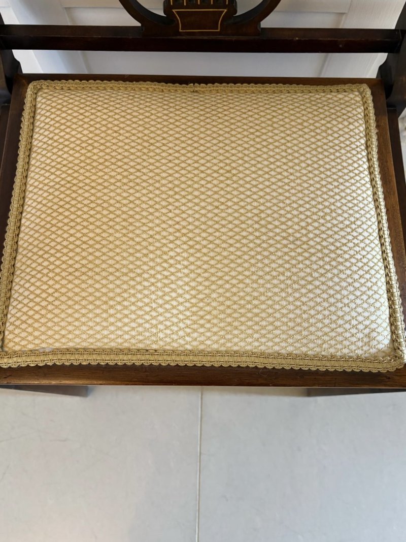 Antique Edwardian Mahogany Inlaid Piano Stool - Image 10